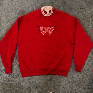 Red Heart Embroidered Sweatshirt